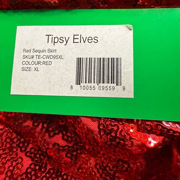 Tipsy Elves, Red Sequin Mini Skirt, Stretch, Size XL, NWT - Picture 5 of 6